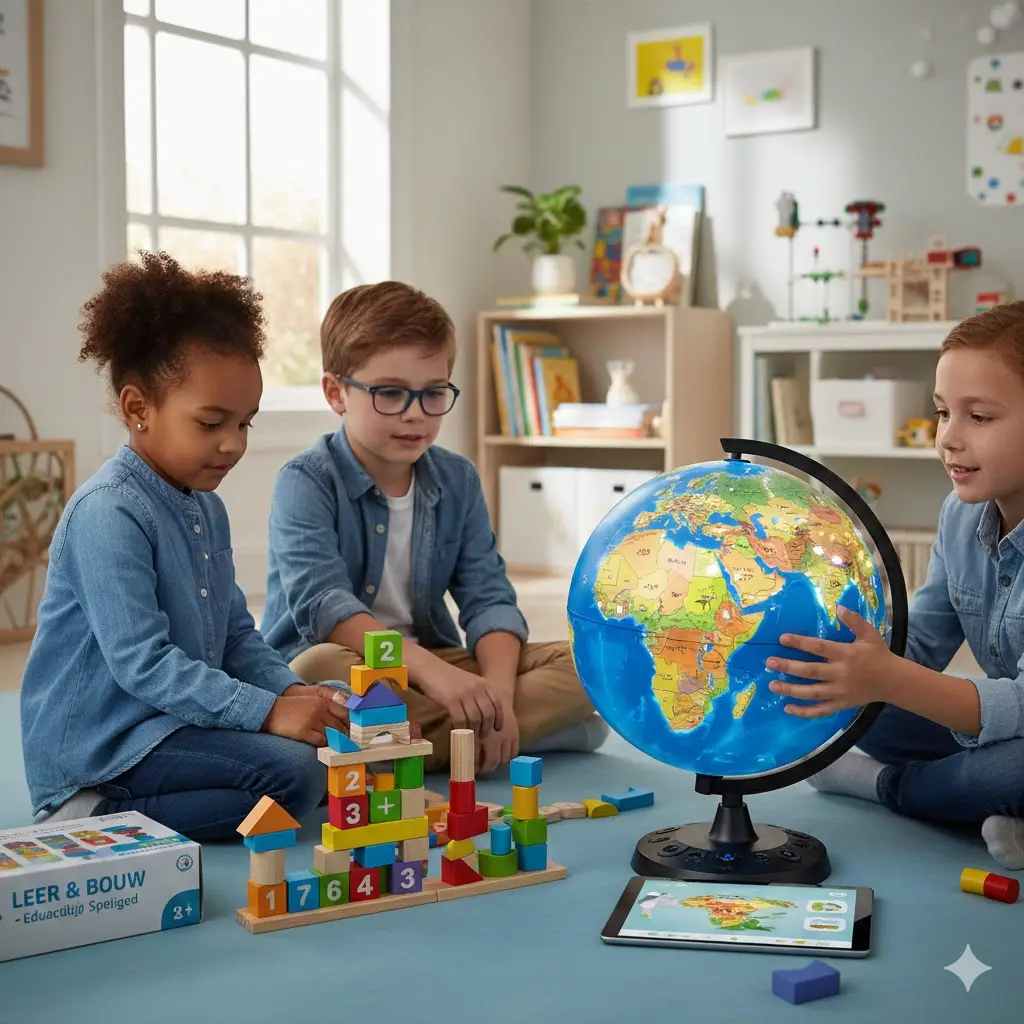Spelende kinderen educatief speelgoed